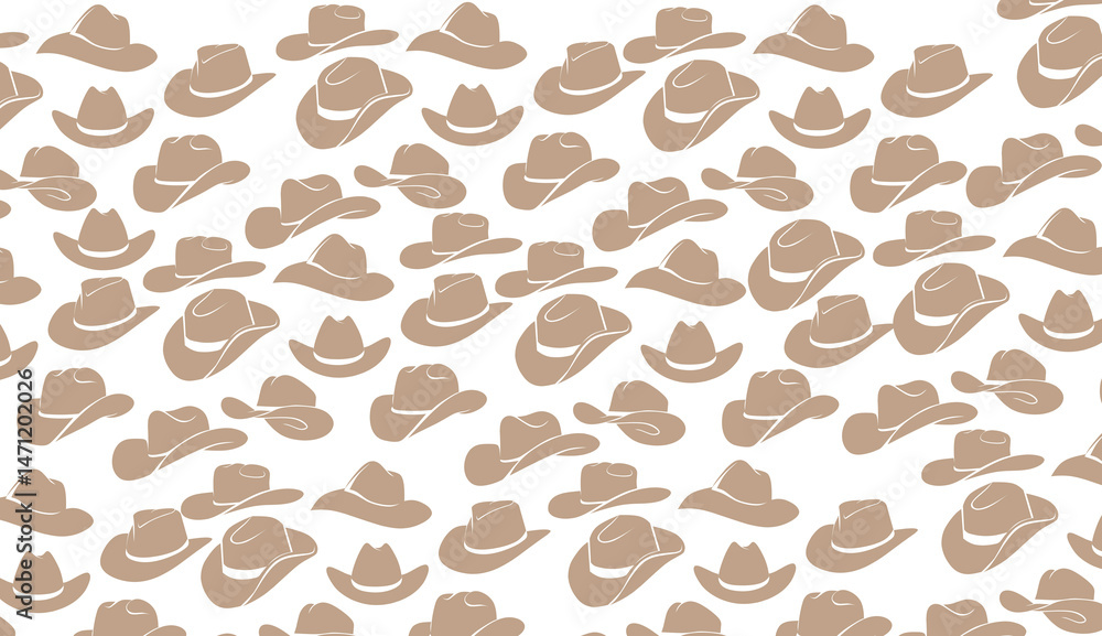 Fototapeta premium Seamless patterns with various trendy doodle doodle trendy ink hats. BACKGROUND Western Desert America. Funky vector illustration.