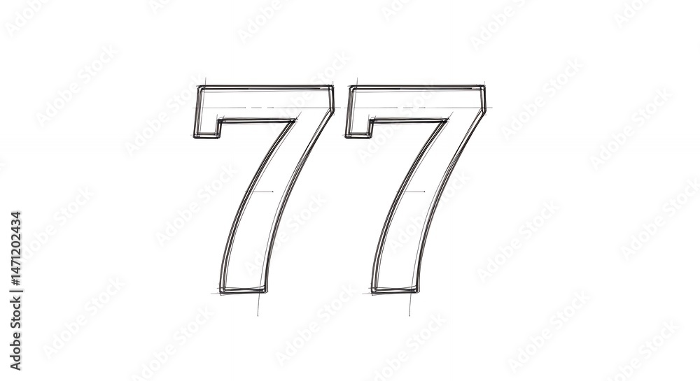 Obraz premium Two digit number 77 on white background