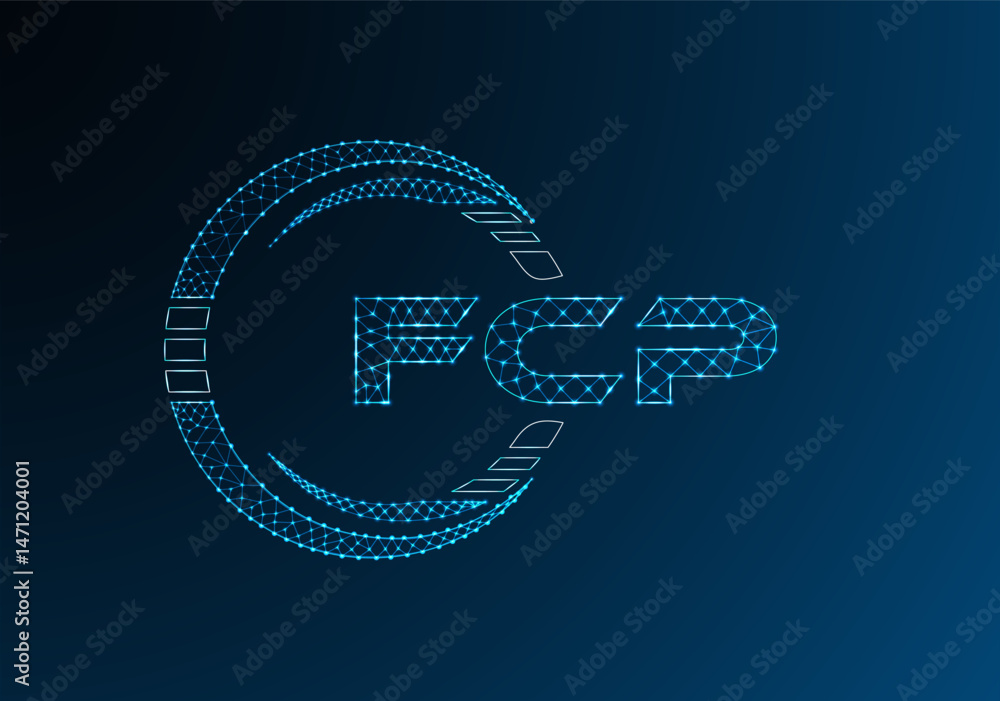 Naklejka premium FCP low poly letter logo vector design. FCP lower poly logo design.