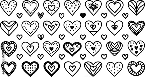 Hand Drawn Boho Heart Illustration with Minimalistic Design for Love and Festive Occasions