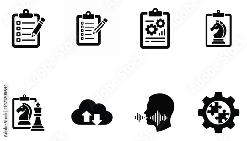 Strategy icons set. Illustration isolated for graphic and web design.
