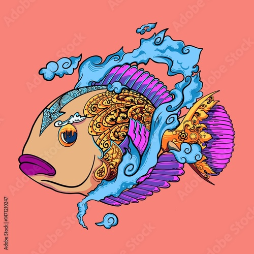 ilustration of an ornament fish