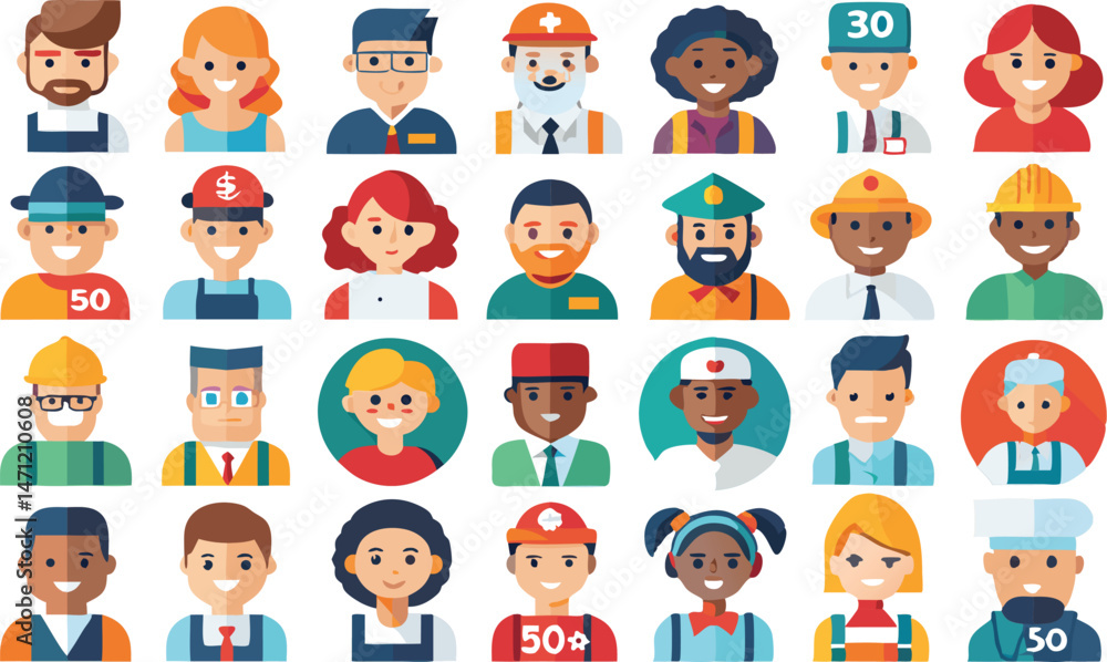 Graphic Illustration of Labor Day with People Engaged in Various Jobs Graphic Illustration of Labor Day with People Engaged in Various Jobs