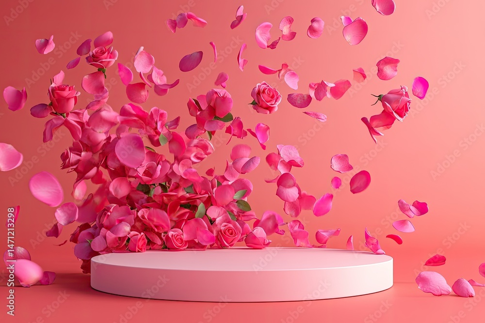 Obraz premium Pink Rose Petals on Platform