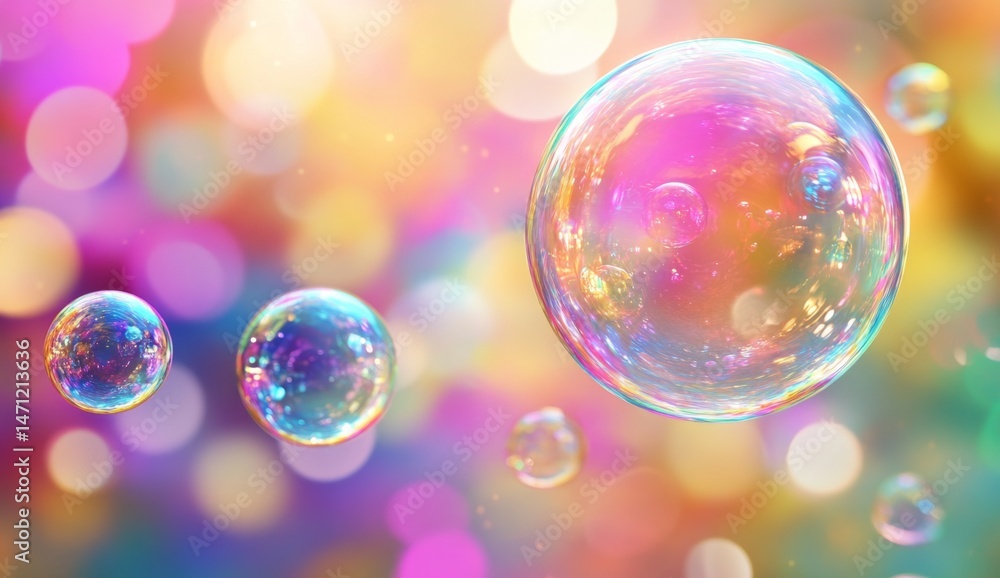 Colorful soap bubbles in vibrant bokeh Colorful soap bubbles in vibrant bokeh