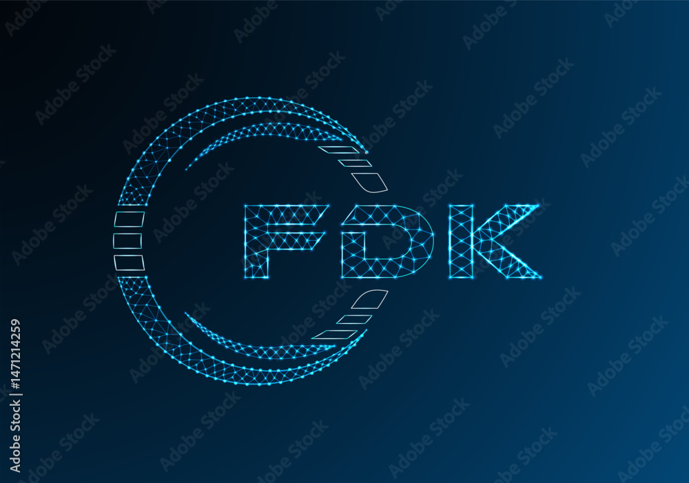 Naklejka premium FDK low poly letter logo vector design. FDK lower poly logo design.