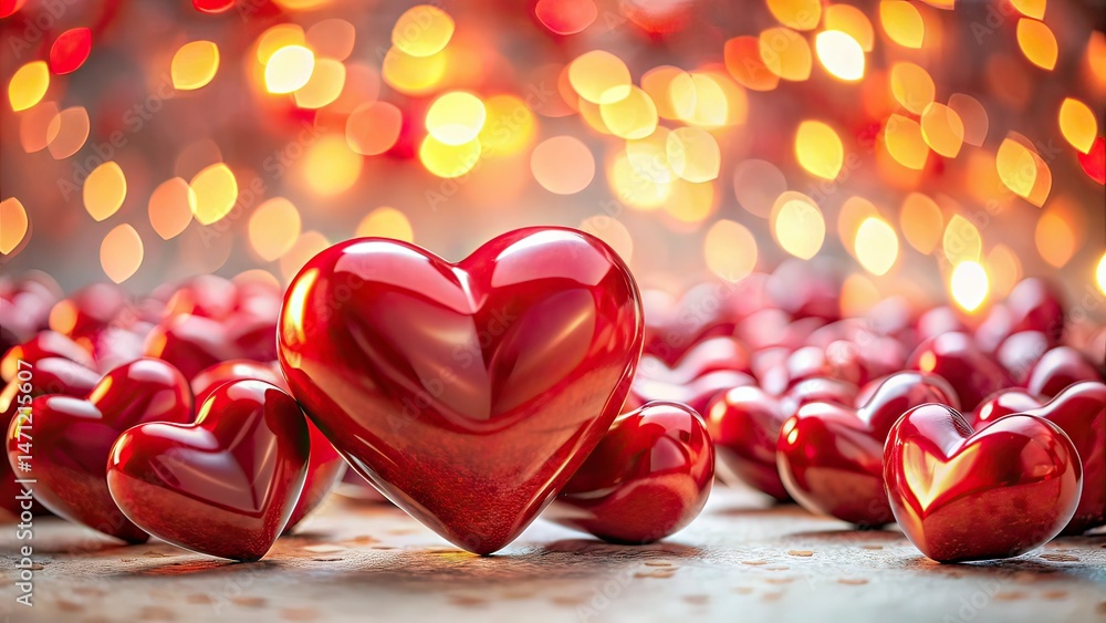 Obraz premium Red Hearts Landscape Photography, Light Background, Grouped