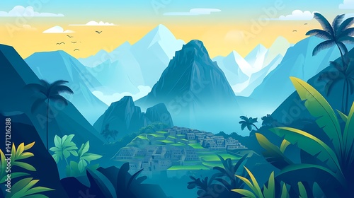 Machu Picchu Sunrise with Andes Mountains. (6)