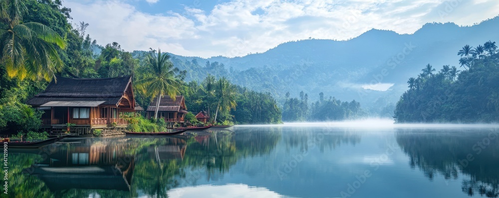 Fototapeta premium Tranquil Lakeside Retreat (1)