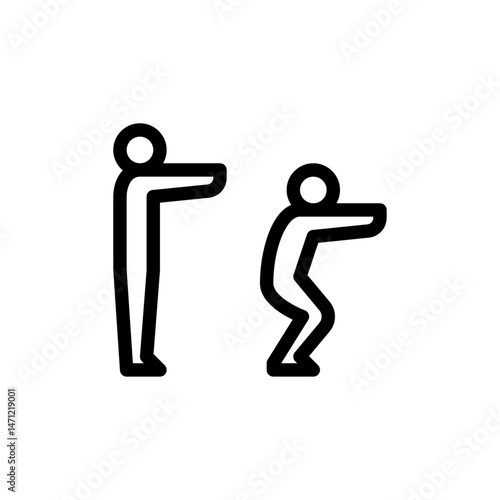 squats outline icon. workout move line art illustration.