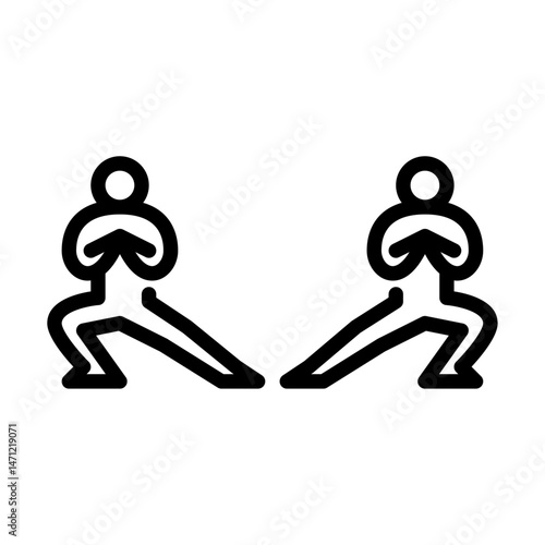 lateral squats outline icon. workout move line art illustration.