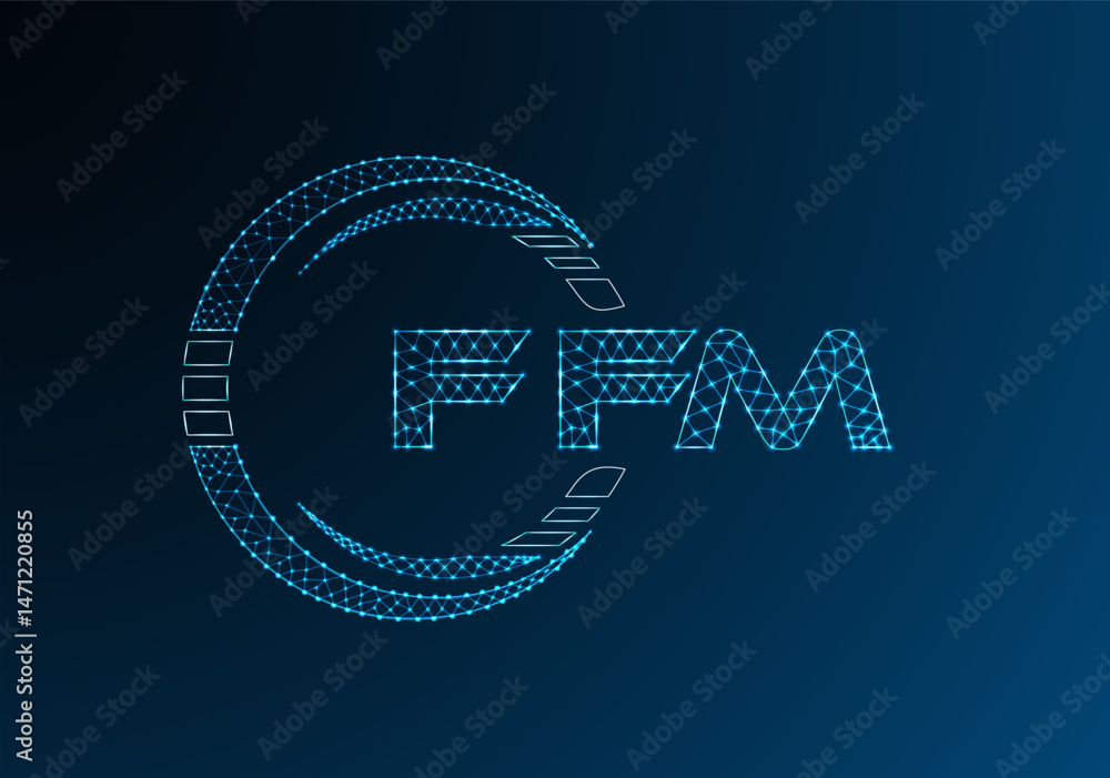 Naklejka premium FFM low poly letter logo vector design. FFM lower poly logo design.