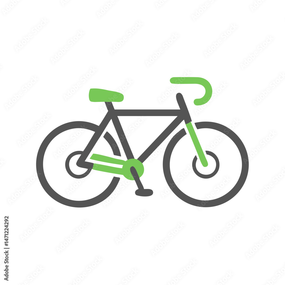 Obraz premium Eco-Friendly Bicycle - Green Bicycle Icon for Eco-Friendly Transportation Websites, Sustainable Mobility Apps, Environmental Blogs, and Urban Planning Presentations on Clean Transportation Solutions