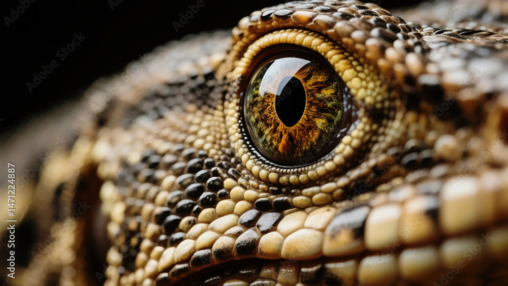 Fototapeta premium Macro of lizard eye showing skin and scale details