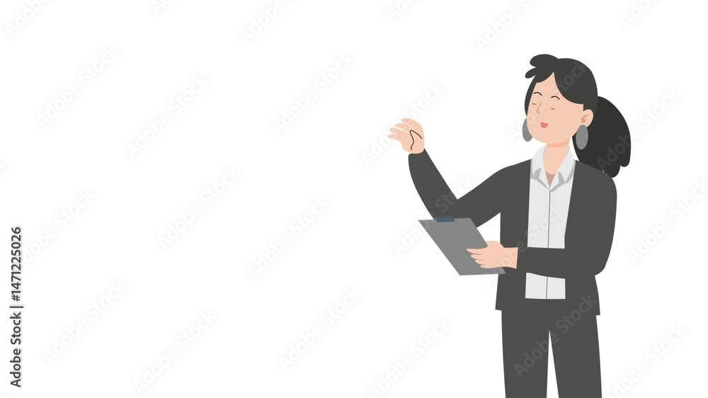 Woman is standing and giving a lecture cartoon animation
Woman is standing and giving a lecture cartoon animation