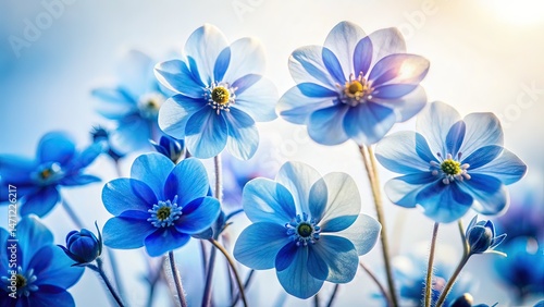 Soft Focus Blue Flowers on White - Double Exposure Art