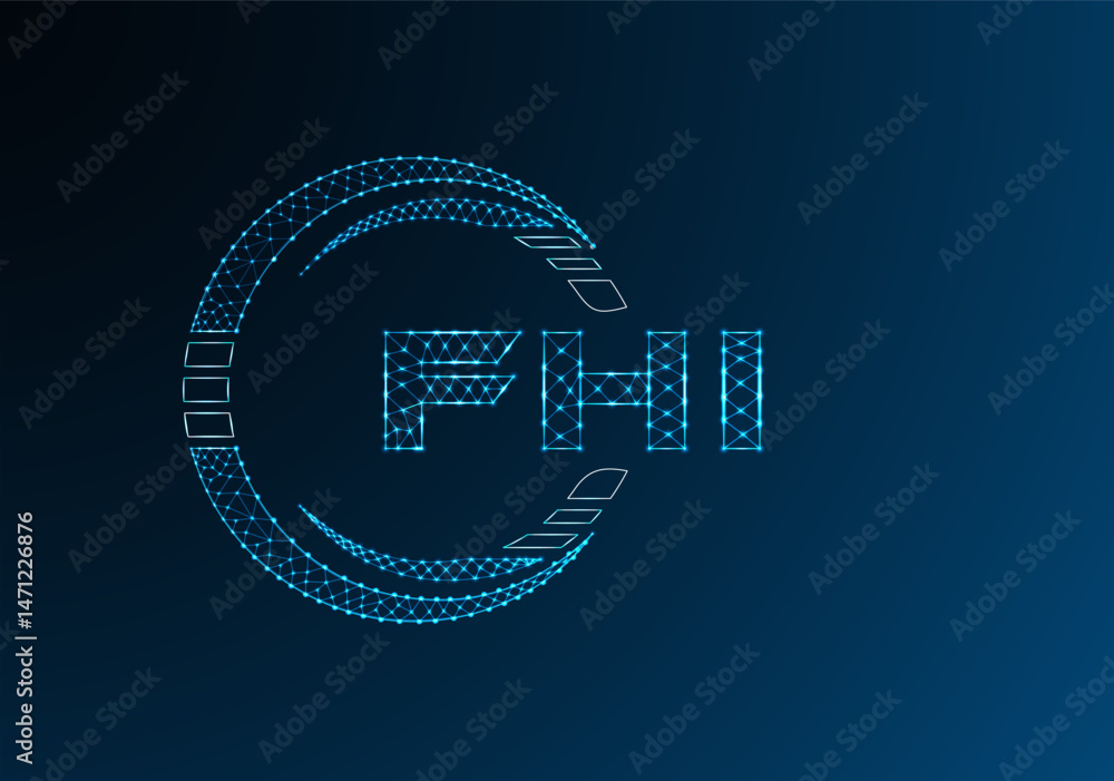 Naklejka premium FHI low poly letter logo vector design. FHI lower poly logo design.