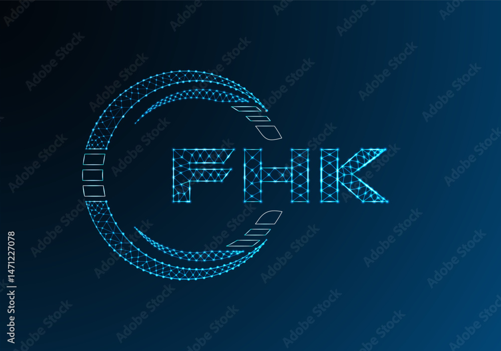 Naklejka premium FHK low poly letter logo vector design. FHK lower poly logo design.