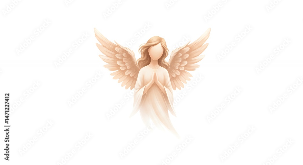 Fototapeta premium Ethereal beige angel illustration