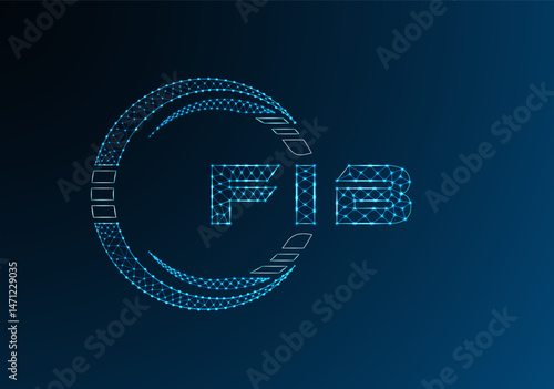 FIB low poly letter logo vector design. FIB lower poly logo design.