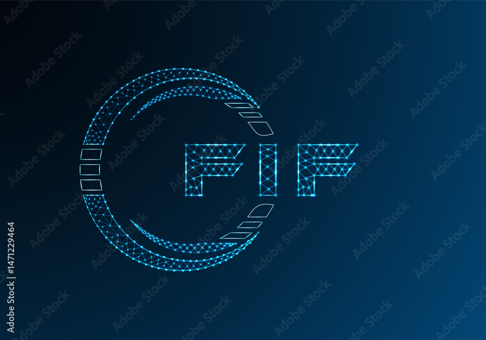 Fototapeta premium FIF low poly letter logo vector design. FIF lower poly logo design.