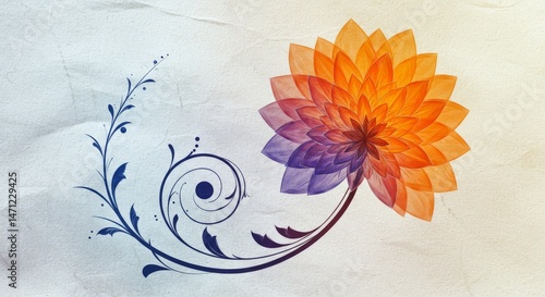 A stylized floral design on textured backdrop.