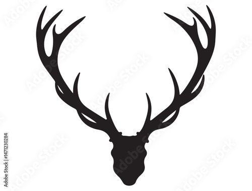 DEER ANTLER SILHOUETTE WHITE BACKGROUND
