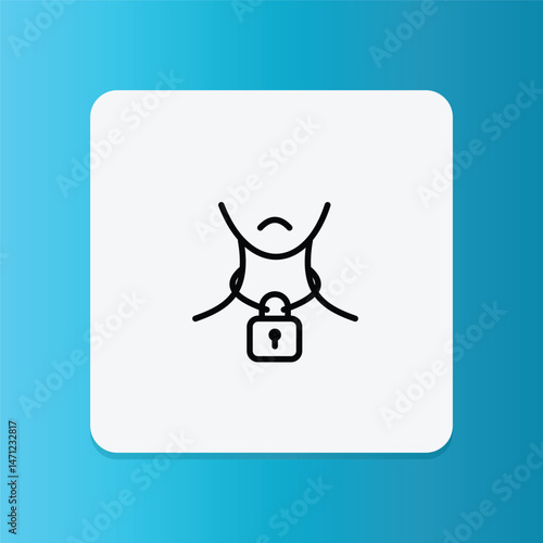 Thin line icon of a chest with a lock, representing chest tightness — a common asthma symptom.