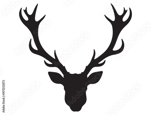 DEER ANTLER SILHOUETTE WHITE BACKGROUND