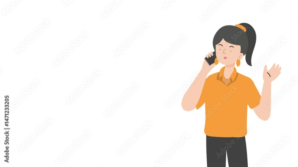 A woman is talking on the phone cartoon animation
A woman is talking on the phone cartoon animation