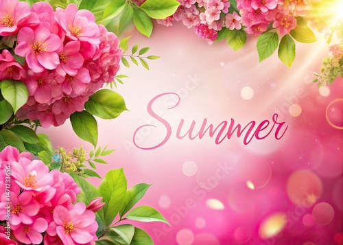 Summer Pink Floral Background with Text Space - Documentary Photography Style