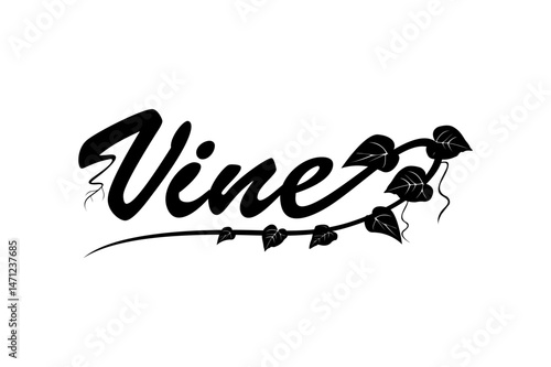 Natural Vine typography with Ivy leaf logo design illustration