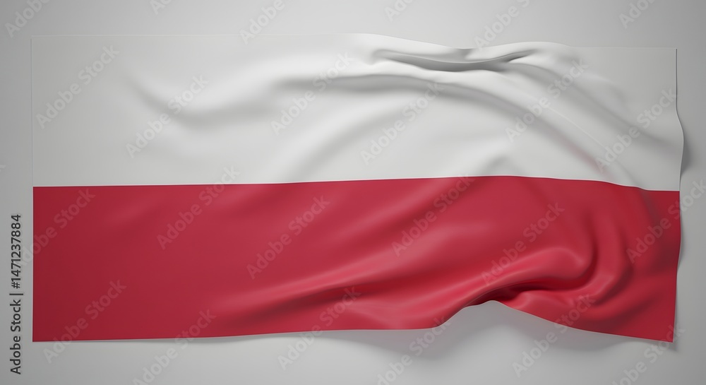 Fabric Displaying Two Horizontal Bands - White and Red Fabric Displaying Two Horizontal Bands - White and Red
