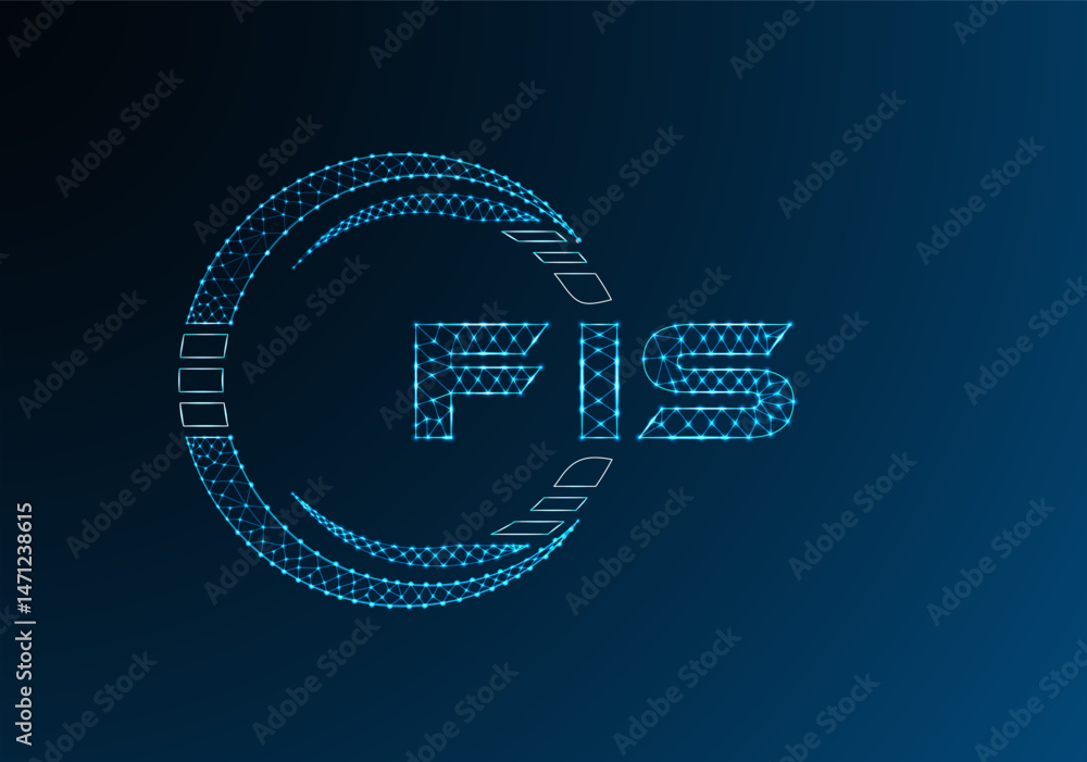 Obraz premium FIS low poly letter logo vector design. FIS lower poly logo design.