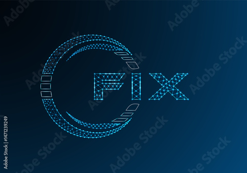 FIX low poly letter logo vector design. FIX lower poly logo design.