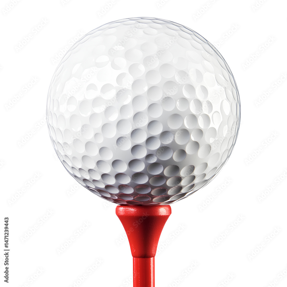 Realistic White Golf Ball on Red Tee – Isolated High-Resolution Golf Equipment Image Realistic White Golf Ball on Red Tee – Isolated High-Resolution Golf Equipment Image