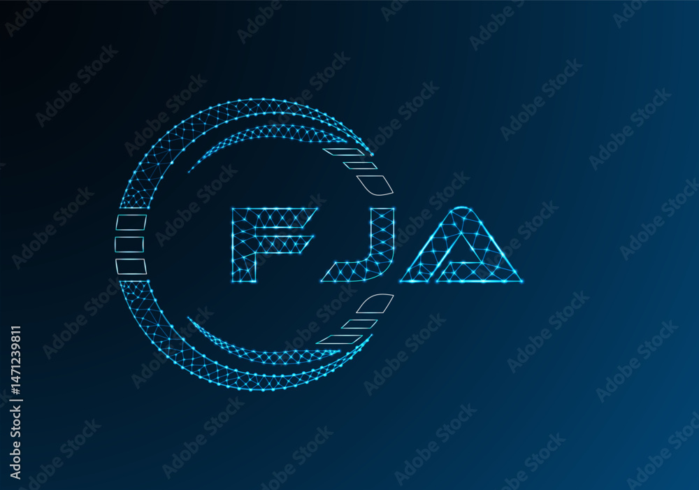 Obraz premium FJA low poly letter logo vector design. FJA lower poly logo design.