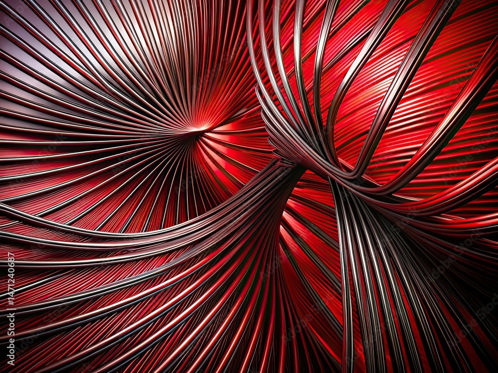 Surreal Red & Black Metallic Lines Minimalist AI Art Surreal Red & Black Metallic Lines Minimalist AI Art