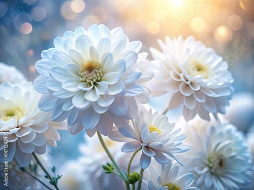 Surreal White Flowers Background AI Art, Dreamy Floral Wallpaper, Abstract Botanicals