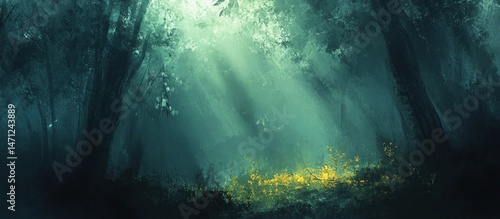 Wallpaper Mural Misty Forest Floor, Sunlight Beams Torontodigital.ca