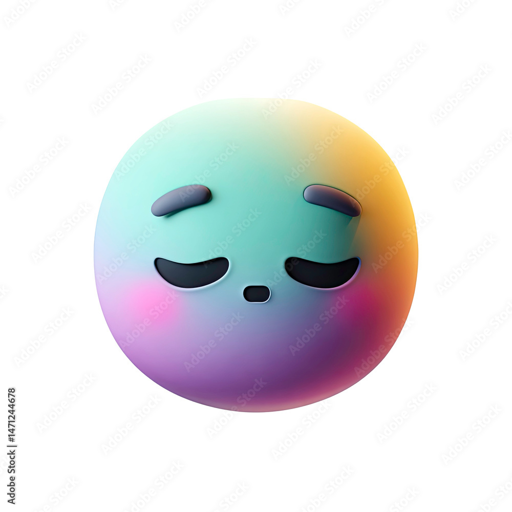 Fototapeta premium 3D Render of a Cute Sleepy Emoji on a Gradient Sphere on transparent background
