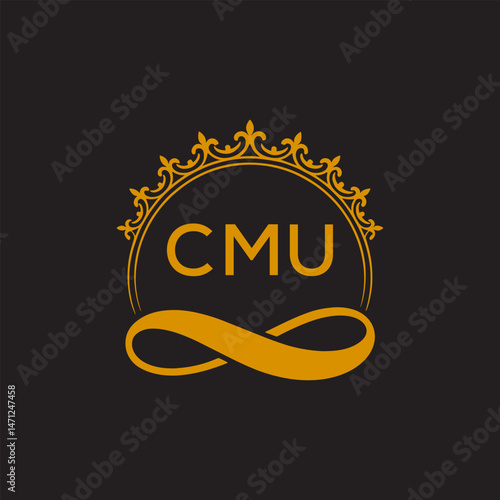 Initial CMU Letter Linked Logo for business and company identity. Modern CMU Letter Logo Vector Template with modern trendy golden logo.
