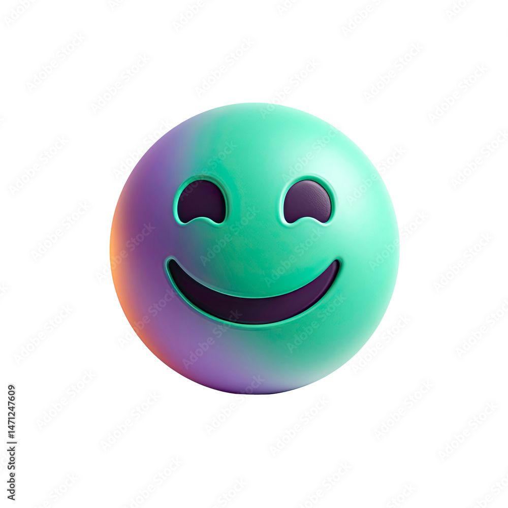 Fototapeta premium 3D Render of a Smiling Emoji with Gradient Colors on Transparent Background