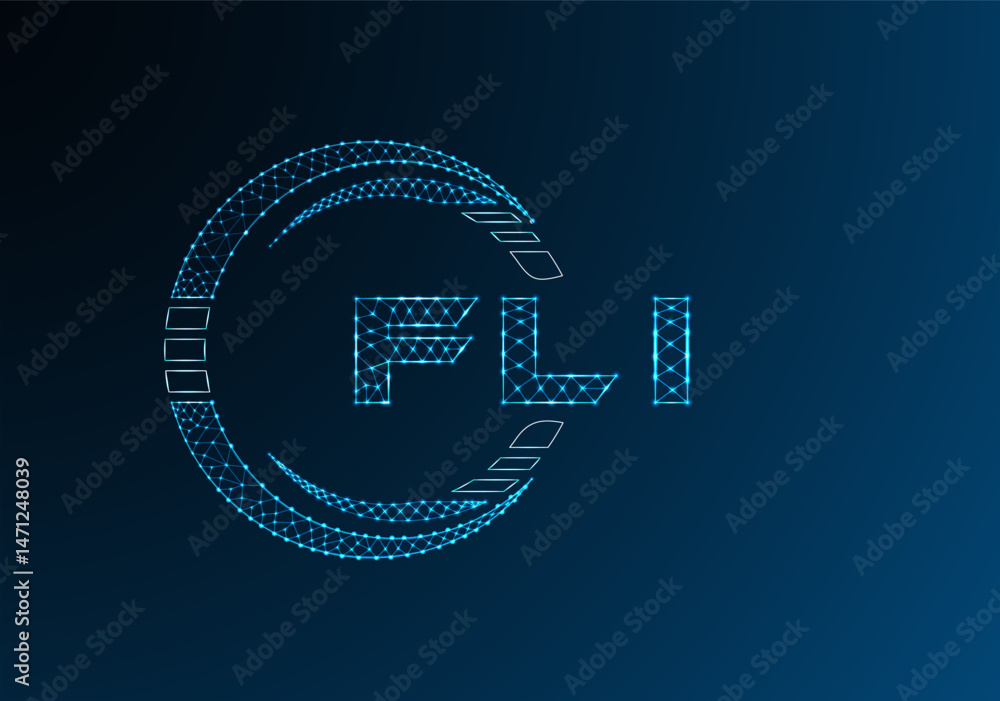 Naklejka premium FLI low poly letter logo vector design. FLI lower poly logo design.