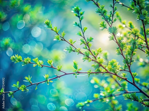 Tilt-Shift Watercolor Green Branches, Artistic Photography, Nature, Abstract, Botanical,  Dreamy,  Soft Focus