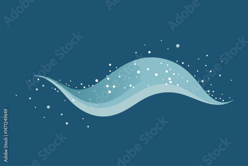 Serene teal wave abstract art calming design minimalist vector flowing water ocean blue background