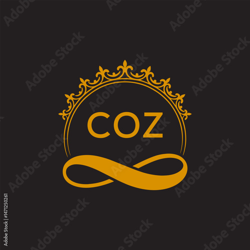 Initial COZ Letter Linked Logo for business and company identity. Modern COZ Letter Logo Vector Template with modern trendy golden logo.
