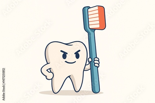 Toothbrush Mascot Cartoon: Fun Dental Hygiene Illustration