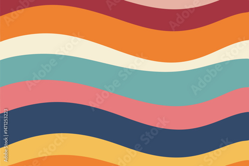 Vibrant Retro Wave Pattern Design Colorful Abstract Background with Soft Hues and Smooth Curves
