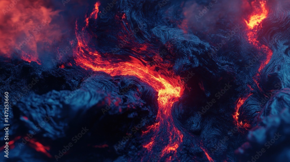 Fototapeta premium Molten lava flows
